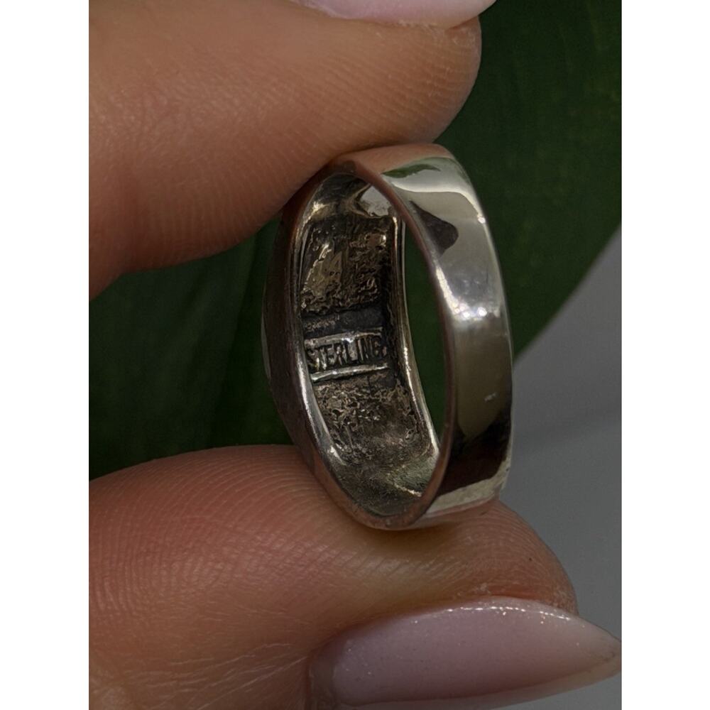 Vintage 925 Sterling Silver Green Turquoise Ring Size 7 - Picture 5 of 9